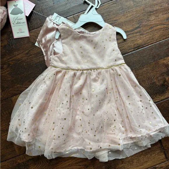 Rare Editions girls formal dress bloomers faux fur shrug 18 months NWT - Picture 2 of 7